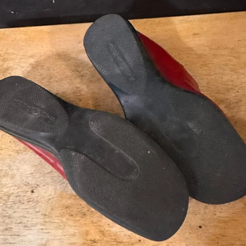 Sam & Libby Size 7.5 Shoes MaryJane Flats Red Leather